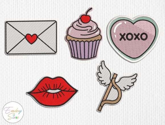 Download Valentine Love Embroidered Patch Set - Valentine Collection